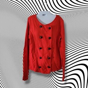 J. Crew | VTG Chic Vibrant Flame Double-Breasted Wool Blend Sweater Jacket